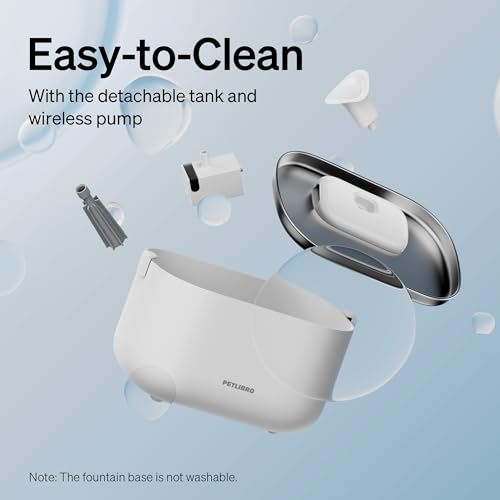 Image of PETLIBRO Cat Water Fountain, App Monitoring Pet Fountains for Cats Indoor with Stainless Steel Tray, 2.5L /84oz Dockstream Automatic Water Dispenser for Drinking, 2.4G Wi-Fi Smart Bowl Inside