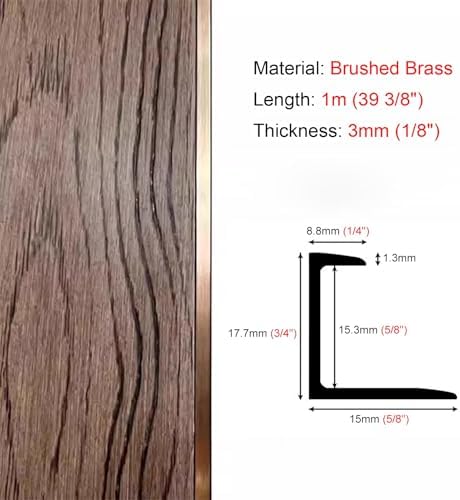 Floor Transition Strip - Wood Floors Divider Cover, 5/8" Wide Threshold Trim with Brushed Surface, C-Shaped Edge Guard for Joining Floor Gaps (5.8x17.7mm)