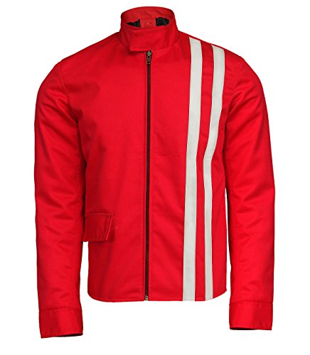 Mens ElvisPresly Rockstar Speed Racer Retro Classic Stripes Motorcycle Jacket - Steve Cotton Biker Jacket Men
