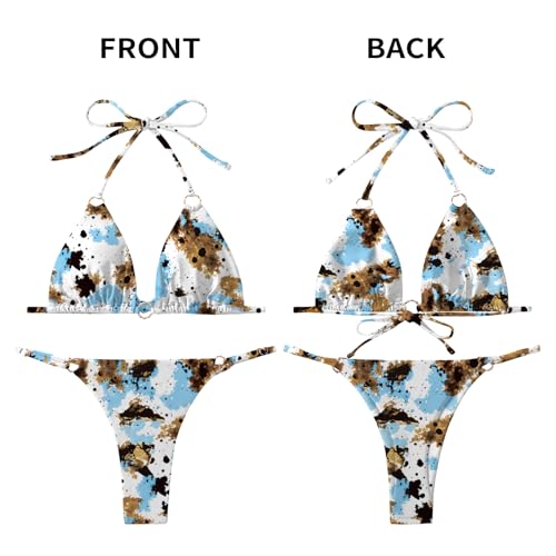 Image of MIKETAI Sexy Bikinis for Women 2 Piece Bikini Spaghetti Strap Swimsuits Solid Color Bathing Swimwear Triangle Bathing Suit