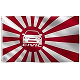 3x5 ft Civic JDM Japanese Rising Sun Flag: 100% Polyester Banner, Brass Grommets & Strong Canvas Header, For Use Outdoor or Indoor