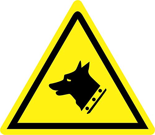 Etiqueta - Seguridad - Advertencia - ISO Safety Label Sign - International Warning guard dog Symbol - Self adhesive sticker 200mm Diámetro - oficina, empresa, escuela, hotel/Hotel