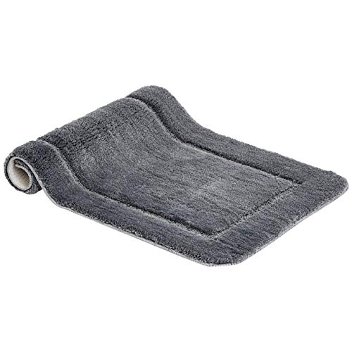 AmazonBasics Border Edge Sculpted 2-Piece Bath Mat Set - Grey