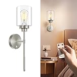 slochi 1 Pack Battery Operated Wall Sconce, Wireless 5200mAh Rechargeable Wall Lights with Remote, Dimmable Wireless Wall Sconces for Bedroom, Living Room, and Hallway, Chrome