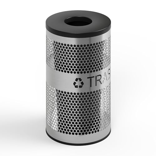 Caneca de basura redonda perforada acero inoxidable 20 gal miniatura 3
