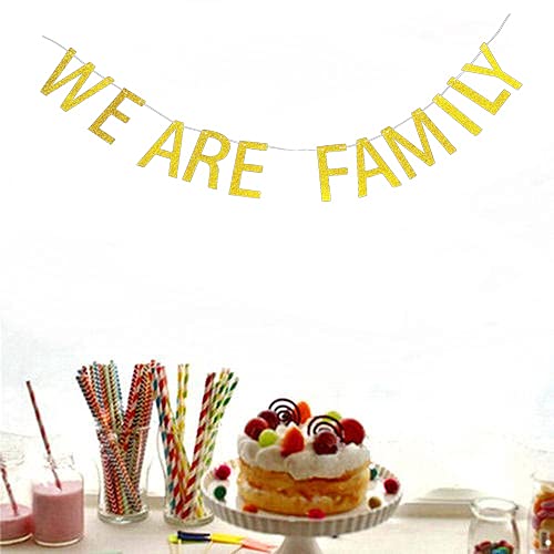 We Are Family Banner, Golden Glitter We Are Family Banner For New House Moving Party Decors, Family Reunion Party Banner, Family Party #TOP4