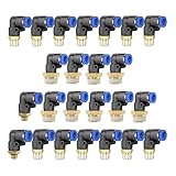 CashMuch Pneumatischer Ellenbogen-Schnellverbinder, Messing und Kunststoff, L-förmiges T-Stück 360° drehbar, 0,3-0,9 für MPa Hochdruck-Luftarmaturen Adapter