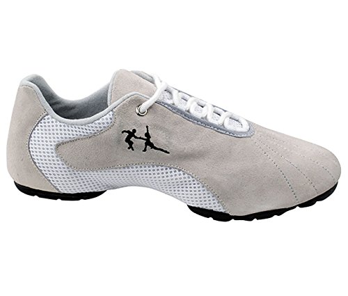 Very Fine Dance Shoes - Unisex Dance Sneakers - Flat Heel Gum Sole - VFSN016 and Foldable Brush Bundle - White - 82