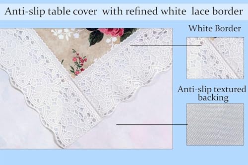 Image of Dakshya Industries Waterproof PVC Table Cover 60x90 Inch for Dining Table, Floral Printed Table Cloth, Washable Oilproof Table Protector, Plastic Cover for 6 Seater & 8 Seater Tables