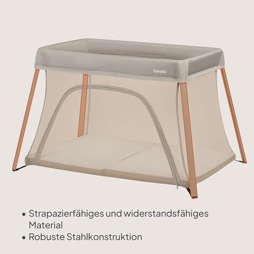Lionelo Alice 3-in-1 Reisebett Laufgitter von 0 bis 15 kg Schaumstoffmatratze, 2 Höhenstufen, faltbar, klein, leicht, Seiteneinstieg, Reisetasche