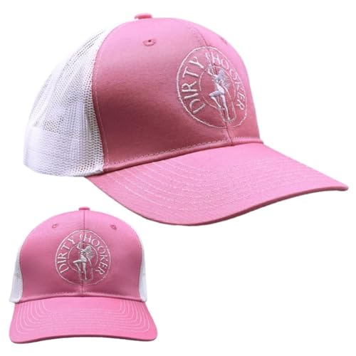 Dirty Hooker Fishing Gear - Fishing Cap for Men and Women - Adjustable Baseball Cap - Dirty Hooker Logo Fishing Hat (US, Alpha, One Size, White/Pink)