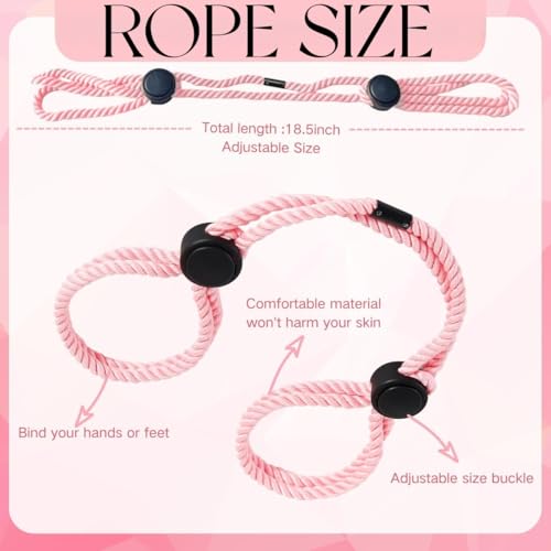 Image of Rope Handcuffs Bracelets 2 Pcs Sex Restraints Ankle Cuffs BDSM Bondage Adjustable Handcuffs Anklets Sex Toys Cotton Ropes Wrist Cuffs Beginner Fetish Adult SM Game for Women (Pink)