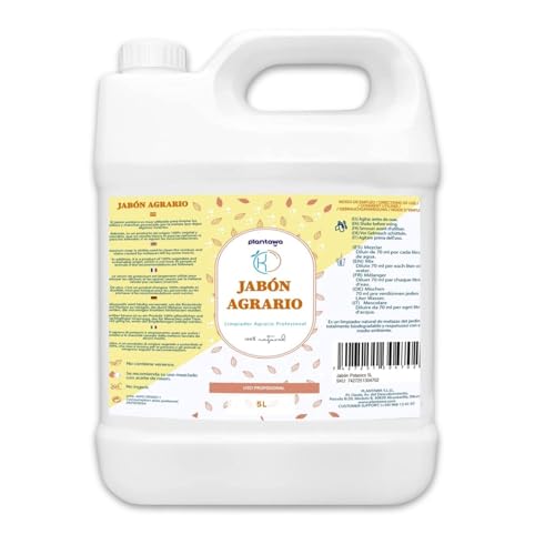 PLANTAWA Jabón Potasico 5L de Acción por Contacto | Jabón Agrario Biodegradable Solución Natural contra Mosca Blanca, Pulgón, Hongos, Araña en Plantas | Jabón Negro para Tus Plantas y Huerto