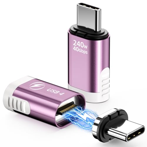 Adattatore magnetico C da 240 W 2 pezzi adattatore C a 24 pin dritto con 4 40 Gbps 8K 60Hz video per iPhone serie MacBook e altri dispositivi di thunderbolt usb