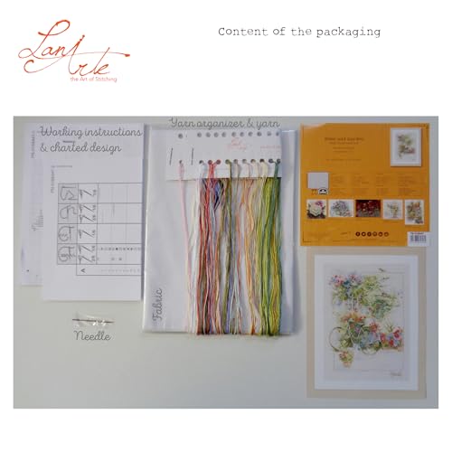 Image of Lanarte - Flowers & Bicycle - Marjolein Bastin Cross-Stitch Kit