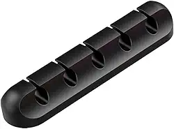 Organizador de Cabos em Silicone, 5 Clips Autocolantes, Preto, para Fios USB, Carregadores e Fones
