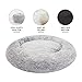 Bedfolks Calming Donut Dog Bed, 30 Inches Round Fluffy Dog Beds for Medium Dogs, Anti-Anxiety Plush Dog Bed, Machine Washable Pet Bed (Dark Grey, Medium)