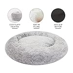 Bedfolks Calming Donut Dog Bed, 36 Inches Round Fluffy Dog Beds for Large Dogs, Anti-Anxiety Plush Dog Bed, Machine Washable Pet Bed (Dark Grey, Large) - Image 3