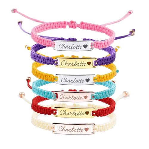 Personalized Baby Name Bracelets, Handmade Adjustable Braided Bracelet, 18K Gold Plated Custom ID Bracelets for Infant Girls Boys, Personalized Baby Gifts for First Birthday, Baptism, Christmas