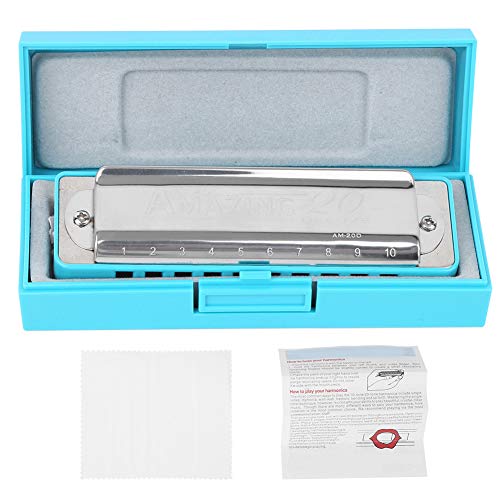 Harmonica pour la bouche avec 10 trous pour les débutants (bleu) - Les Beatles, Paul McCartney, John Lennon, RIngo Starr, George Harrison Harmonica pour la bouche avec 10 trous pour les débutants (bleu)