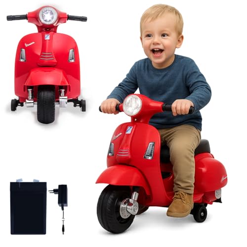 JAMARA 461857 Ride-on Vespa Mini Li-Power 8.4 - Coche eléctrico Vespa para niños a Partir de 18 Meses, Coche eléctrico, conducción eléctrica, Ruedas estabilizadoras, Pedal de Acelerador, Idea de