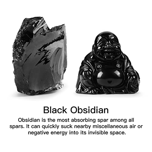 Estatua de Buda Feliz de Obsidiana Negra 2 Pulgadas miniatura 4