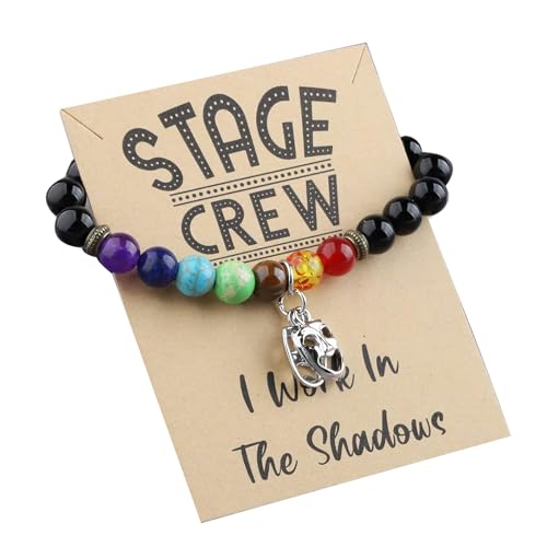 BEKECH Drama Mask Bracelet Stage Crew I Work In The Shadows Theatre Jewelry Stage Manager Gifts Tragedy Masks Charm Bracelet
