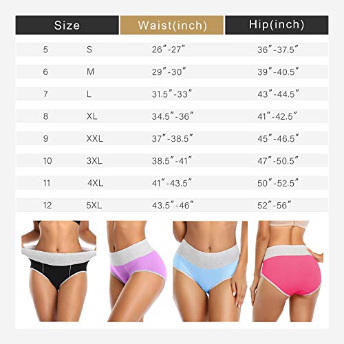 Image of Womens Underwear,Cotton Mid Waist No Muffin Top Full Coverage Brief Ladies Panties Lingerie Undergarments for Women Multipack