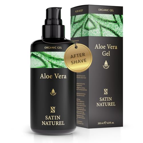 Satin Naturel - After Shave Balsam Herren 200ml - BIO Aloe Vera Gel + Hyaluron - Für die optimale Männer Pflege & Beruhigung der Haut - Gesichtspflege Männer - Das Beste der Aloe Vera Pflanze