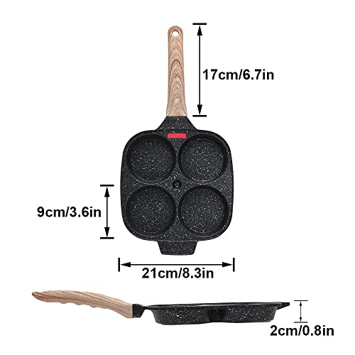 Eierbratpfanne 4-fach Non-Stick - Omelett Maker Mit Holzgriff