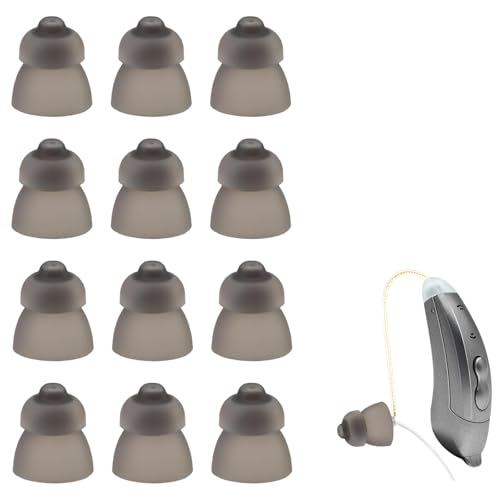 12piezas Accesorios Para Audífonos,Cúpula de Audífonos,Reemplazos De Tapones Para Los Oídos,Tapones de Silicona Doble Negros para Audífono(S)