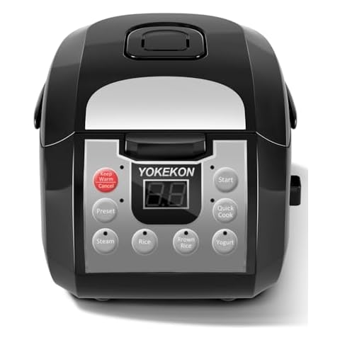Rice Cooker 6 Cup, Stainless Steel Inner Pot Rice Cooker, YOKEKON Professional 6 Cup Uncooked Rice Cooker with Basket Steamer, 24H Delay Timer and Auto Keep Warm, Rice/Quick Cook/Brown Rice/Steam/Yogurt, Black Cover