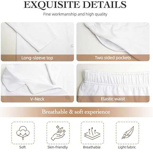 Image of Women'S Long Sleeve Pajama Set Soft Loungewear Button-Down Top & Elastic Waist Pants S- 2XL