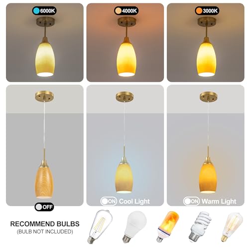 Image of Viinew Mini Glass Pendant Light, 4.72 inch, Walnut Wood Grain