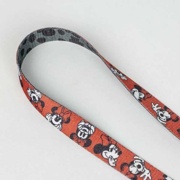 Minnie Mouse Premium Leash for Dogs - Pink and Black - Size M - Carabiner for Collar Included - Made of Polyester - 3D Details - Original Product Designed in Spain
