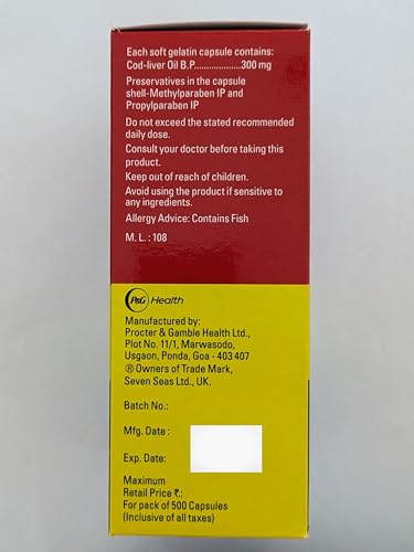 Image of Merck Sevenseas Original Cod Liver Oil Capsules - 500 Capsules, 270 grams