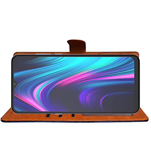 Image of Amazon Brand - Solimo Flip Leather Mobile Cover (Soft, Flexible & Kickstand Back case) Compatible for Micromax in 1b (CamelBlue)