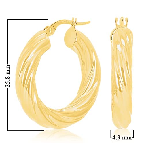 Italian 14k Yellow Gold Twisted Round Hoop Earrings2