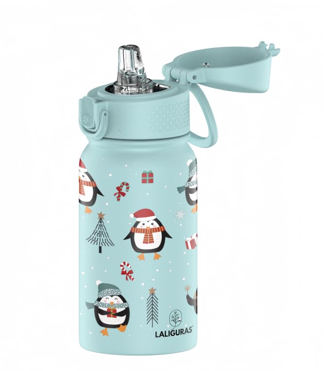 Kids Stainless Steel Water Bottle 12 oz Insulated Thermos with Straw Lid Leakproof BPA-Free Bottle for School Travel