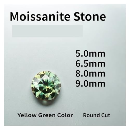 Moissanite jaune vert taille ronde diamant de laboratoire - 2