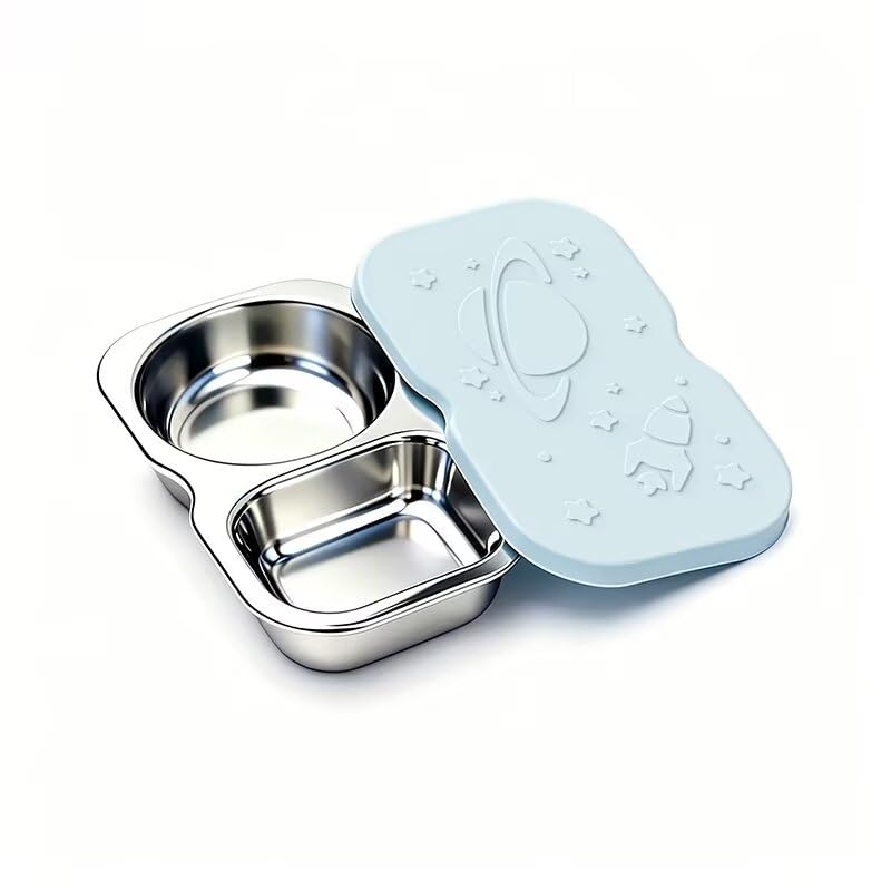 WUUAIR Leakproof 2-Compartment Stainless Steel Snack Box with Food-Grade Silicone Lid, Divided for Sauces & Meal Prep โ image 1