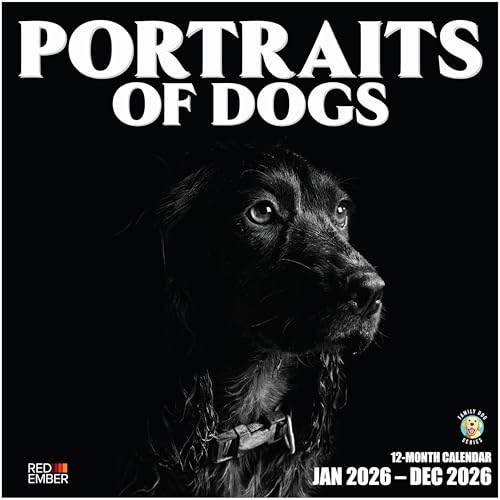 Image of RED EMBER Portraits of Dogs 2026 Wall Calendar 12 Month | 12 inch x 24 inch Open | Thick & Sturdy Paper | Giftable | Art Cute Puppy Dog Calendar 2026