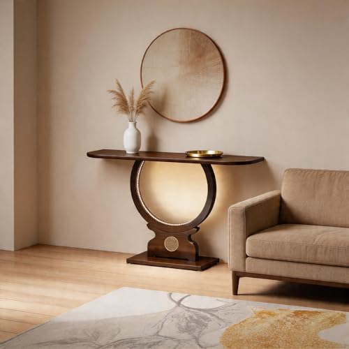 Mesa de entrada de bambú detrás del sofá mueble auxiliar de 80cm con cajones 8
