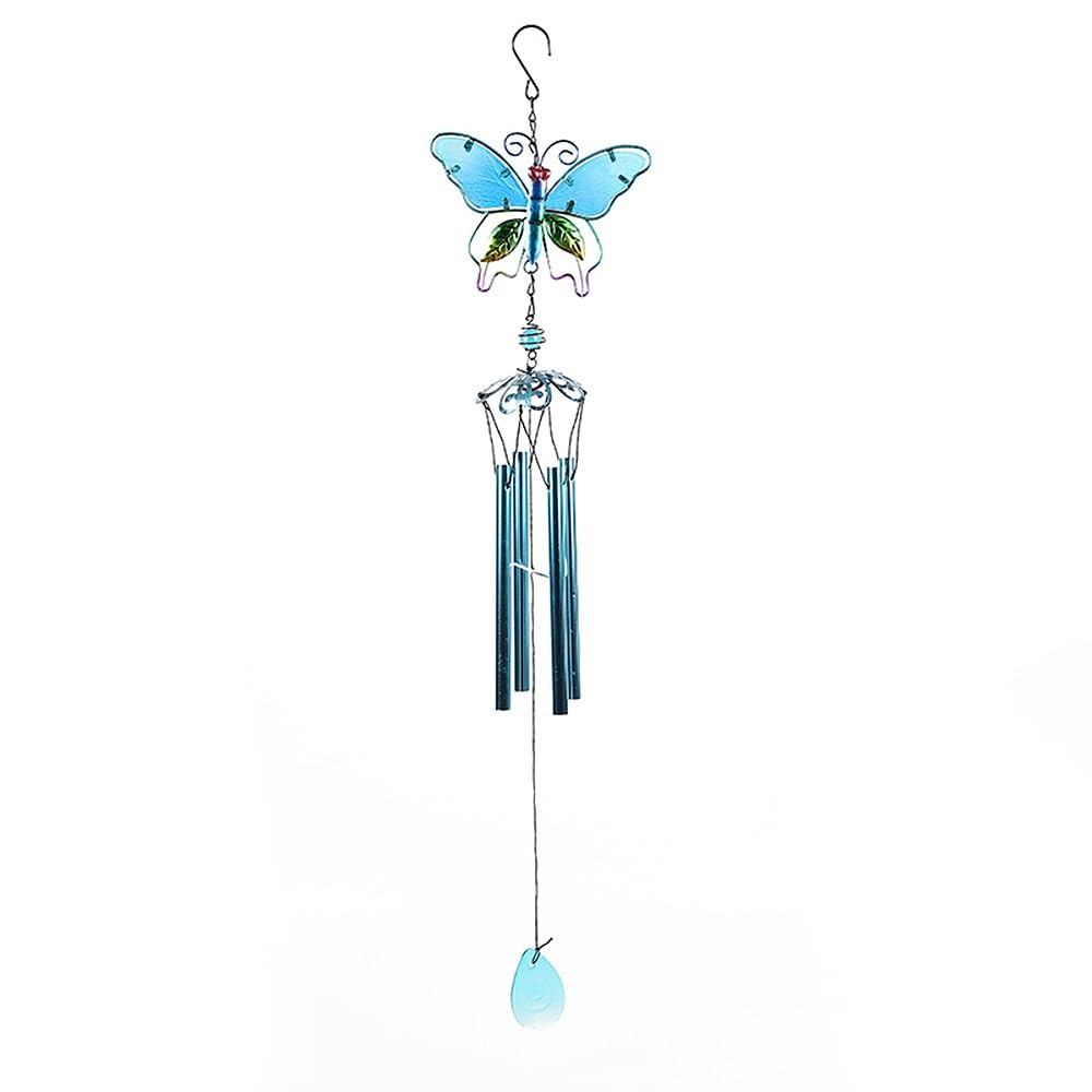 Hanelreezd Blue Butterfly Colorful Windchimes Creative Painted Metal Wind Chimes