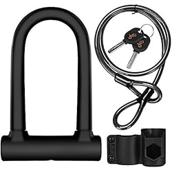 Candado Homologado Patinete DINOKA - Candado en U para bicicleta, candado en D, anticorte, con cable flexible de 1,2 m y soporte de montaje, alta seguridad para bicicleta, patinete eléctrico y motocicletas