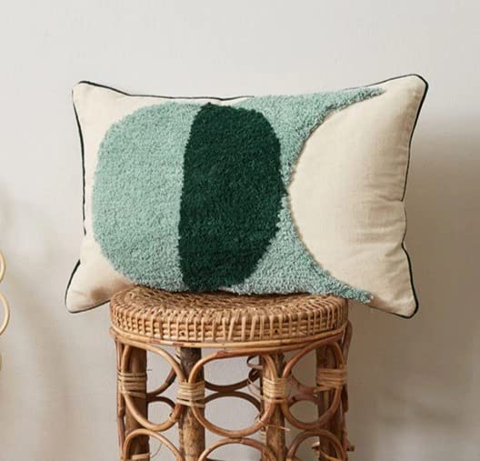 Housse de coussin brodée géométrique verte faite main pour rénover un canapé 45x45 - 2