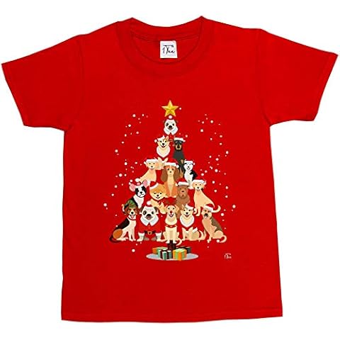 1Tee Girls Dog Christmas Tree T-Shirt Cover