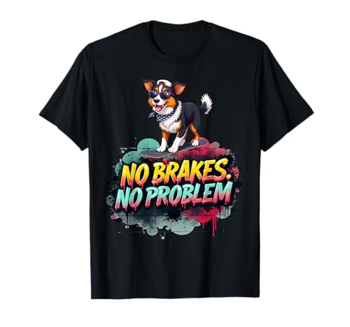 Divertido regalo de patineta para dueños de perros pastores australianos Camiseta