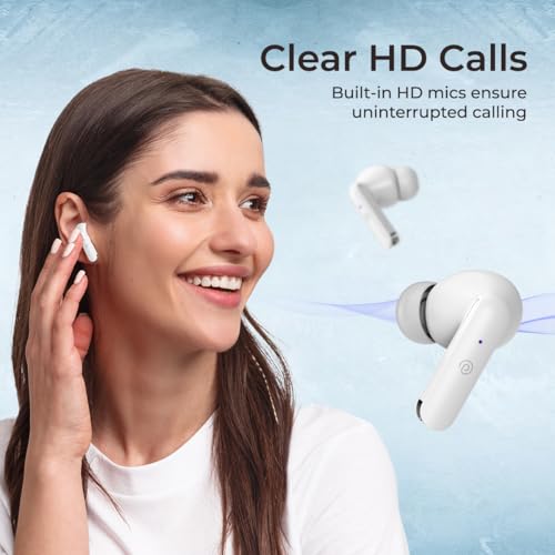 Image of pTron Basspods P81 in-Ear Wireless Earbuds, Pristine Sound, 32Hrs Playtime, Clear Calls TWS Earbuds, Bluetooth V5.1 Headphone, Type-C Fast Charging, Voice Assist & IPX4 Water Resistant (White)