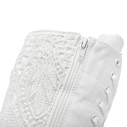 Image of ANUFER Women Fashion Canvas Dance Boots Knee High Bicycling Boots Girls Fancy School Shoes